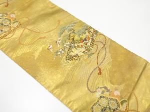 流水に松・宝尽くし模様織り出し袋帯